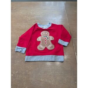 Monica and Andy Christmas Gingerbread Red Sweatshirt 6-9M Organic Cotton‎